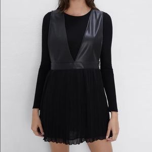 Zara Pleated Leather Dress | Medium